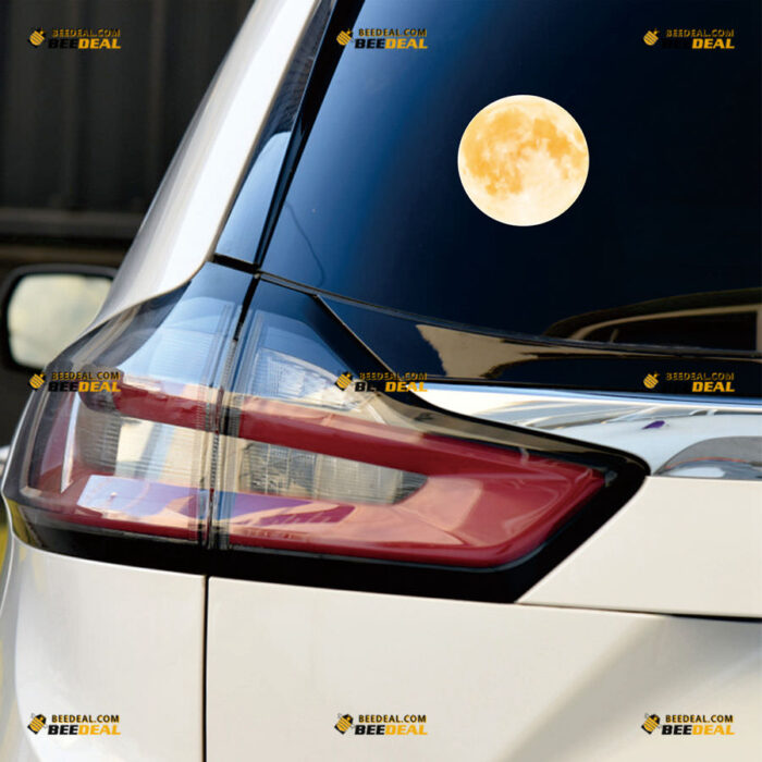 Full Moon Sticker Decal Vinyl Yellow Glowing – For Car Truck Bumper Bike Laptop – Custom, Choose Size, Reflective or Glossy