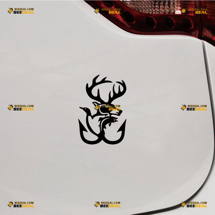 Hunting Life Deer Duck Sticker Decal Vinyl Fish Fishing Hooks Hunter – For Car Truck Bumper Bike Laptop – Custom, Choose Size Color – Die Cut No Background 91331049