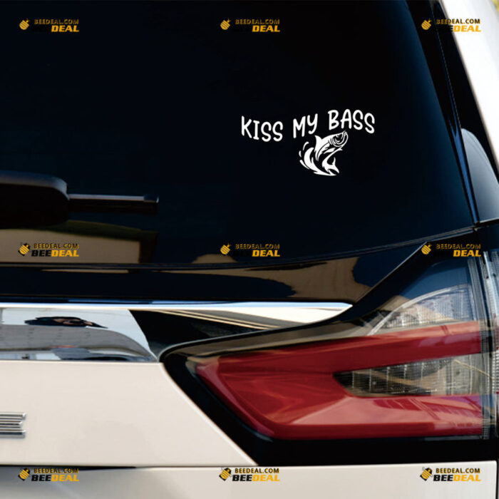 Kiss My Bass Sticker Decal Vinyl Fish Fishing – For Car Truck Bumper Bike Laptop – Custom, Choose Size Color – Die Cut No Background 91331134