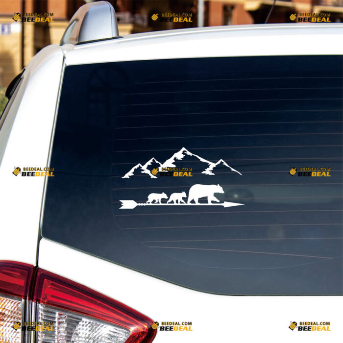 Mama Bear Baby Walking Mountain Sticker Decal Vinyl Arrow, Hiking Camping Adventure Wanderlust, 4x4 Off Road – Fit For Ford Chevy GMC Toyota Jeep Car Pickup Truck