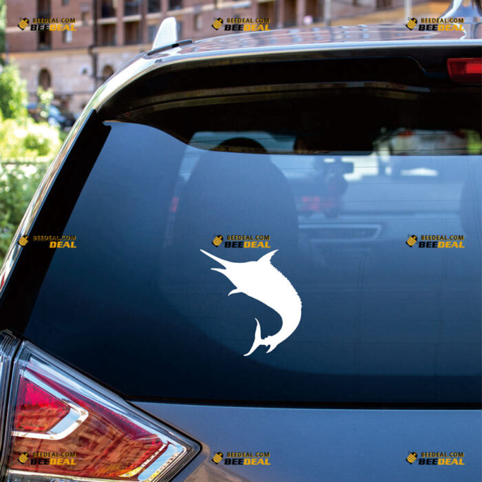 Marlin Fish Silhouette Sticker Decal Vinyl Fishing – For Car Truck Bumper Bike Laptop – Custom, Choose Size Color – Die Cut No Background 91331146