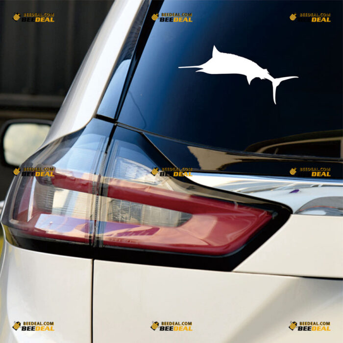 Marlin Fish Silhouette Sticker Decal Vinyl Fishing – For Car Truck Bumper Bike Laptop – Custom, Choose Size Color – Die Cut No Background 91331150