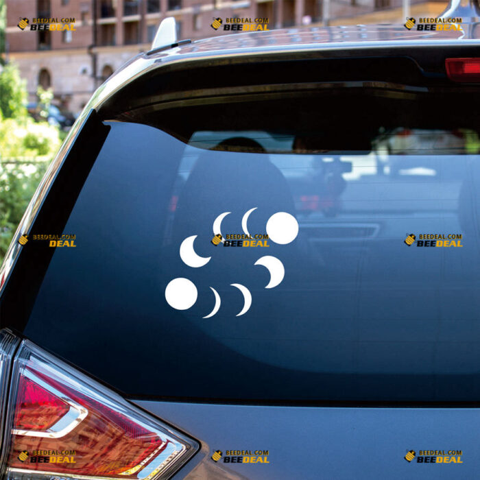 Moon Phases Lunar Rotation Orbit Sticker Decal Vinyl – For Car Truck Bumper Bike Laptop – Custom, Choose Size Color – Die Cut No Background