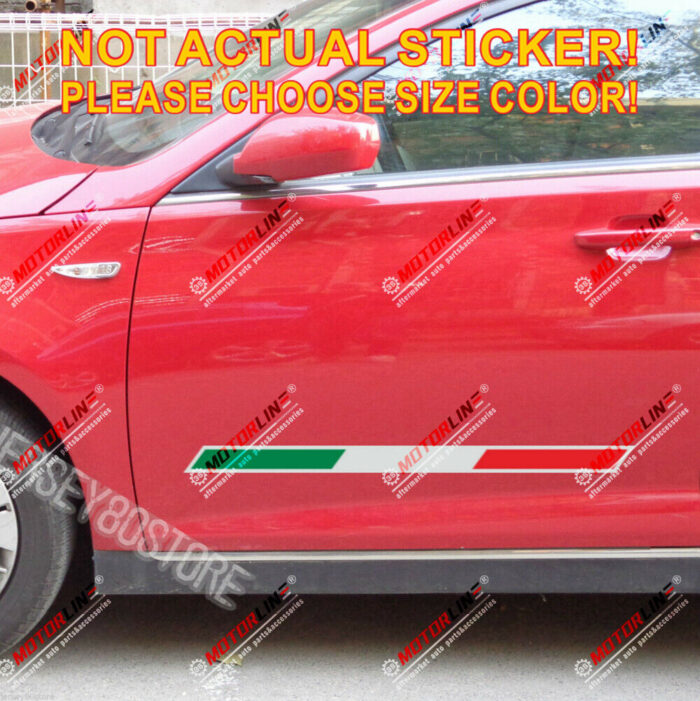 Pair Italy Italian Flag Stripes Decal Sticker Car Vinyl Reflective Glossy