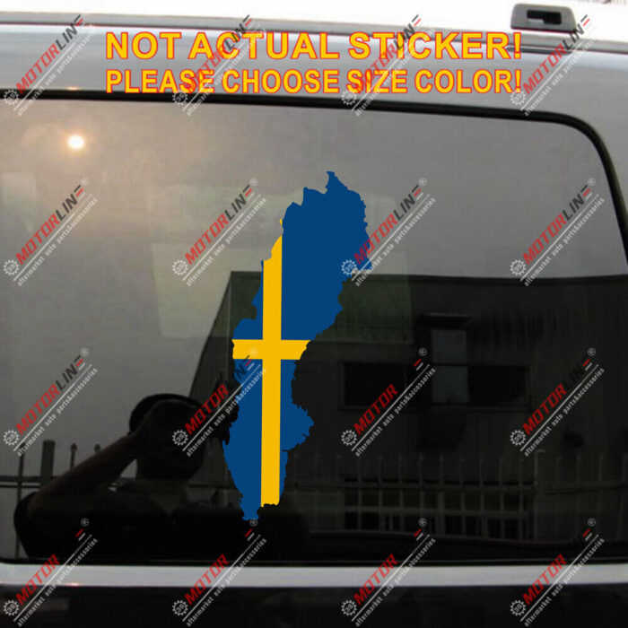 Flag Map of Sweden Swedish Flag Decal Sticker reflective Glossy Car Vinyl