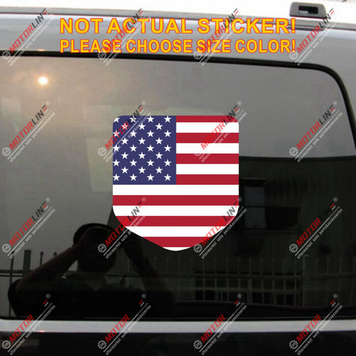 USA American Flag shield Decal Sticker Car Vinyl Reflective Glossy pick size