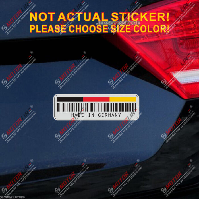 German Flag Barcode Made in Germany Decal Sticker Car Vinyl Reflective Glossy