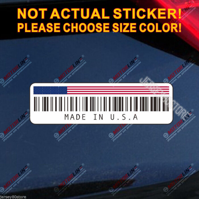 Made In USA barcode American Flag Decal Sticker Car Vinyl Reflective Glossy pick