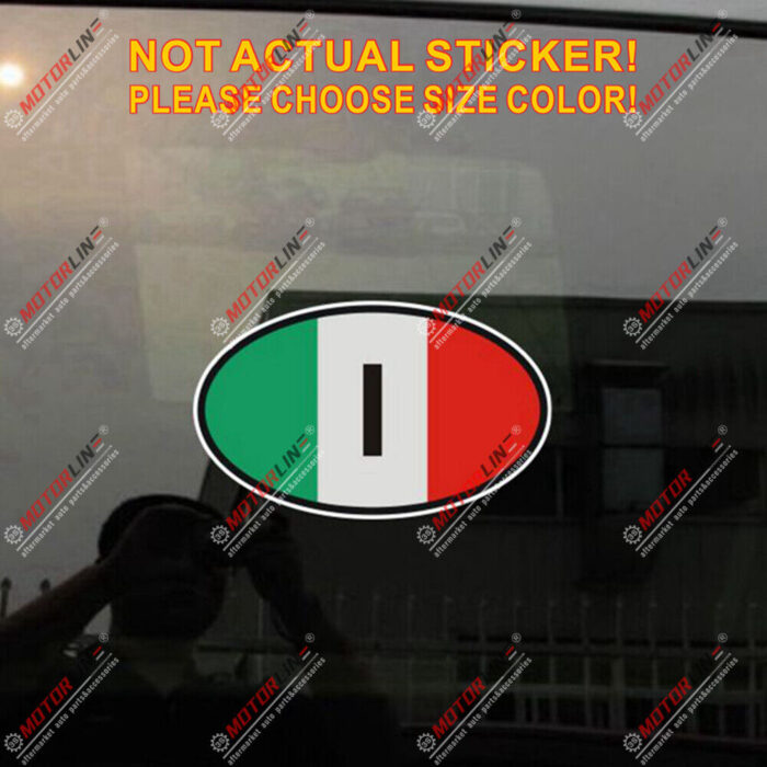 Italy Oval Country Code I Decal Sticker Italian Flag Vinyl reflective Glossy