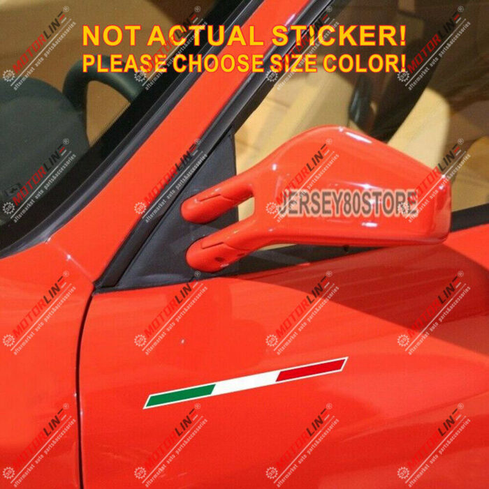 Pair Italy Italian Flag Stripes Decal Sticker Car Vinyl Reflective Glossy