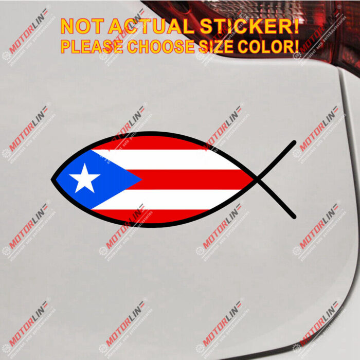 Puerto Rico Flag PR Jesus Fish God Decal Sticker Car Vinyl Reflective Glossy