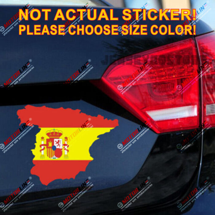 Spain Spanish Flag Map Espana Decal Sticker Car Vinyl Reflective Glossy