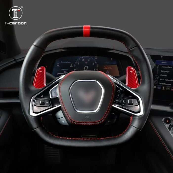 2023 T-carbon Replacement Steering Wheel Paddle Shifter Fit For Corvette C8 Shifting Paddles Carbon Fiber Auto Accessories