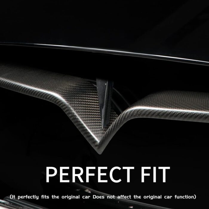 JSWAN Carbon Fiber Front Center Mesh Grille Grill Cover for Tesla Model X (2019-2022) Front Bumper Lip Splitter Front Grille Insert Trim, Car Body Spoiler Splitter Kit (Matte black)