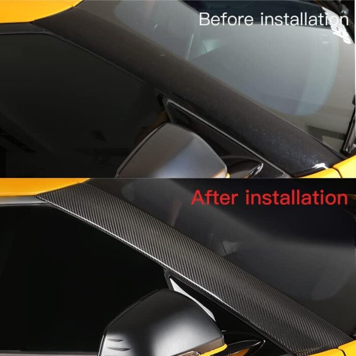 JSWAN Real Carbon Fiber Front Windshield A-Pillar Decoration Panel Cover for GR Supra A90 2019-2023 Car Decoration Stickers