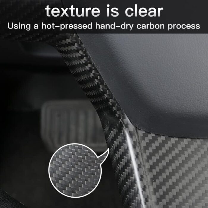 JSWAN Carbon Fiber Steering Wheel Cover for Tesla Model 3 Model Y Interior Wrap Steering Wheel Trim Cover Frame Decorative Sticker Interior Accessories Parts (Matte Black)