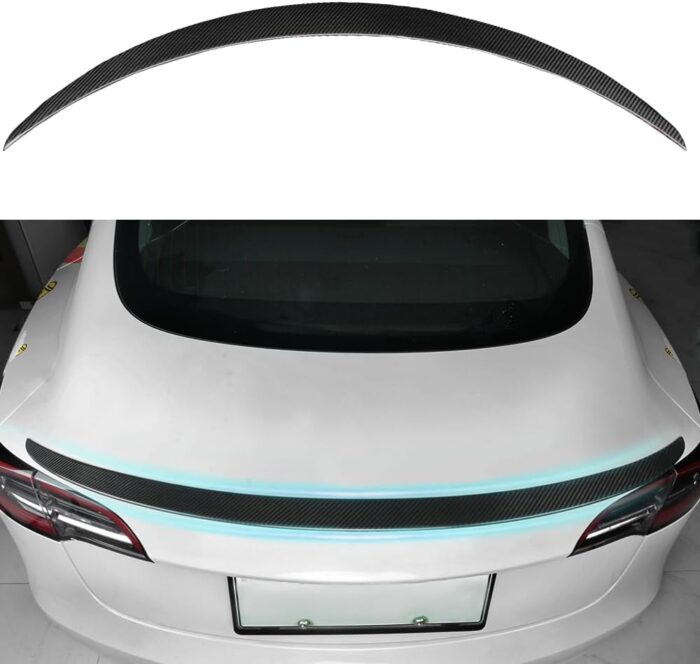 JSWAN Real Carbon Fiber Rear Spoiler Wing Fit for Tesla Model Y Rear Lip Trunk Spoiler Tail Spoiler Wing Rear Trunk Spoiler Lip Tail Wing Rear Trunk Lid (Model Y Gloss Black)