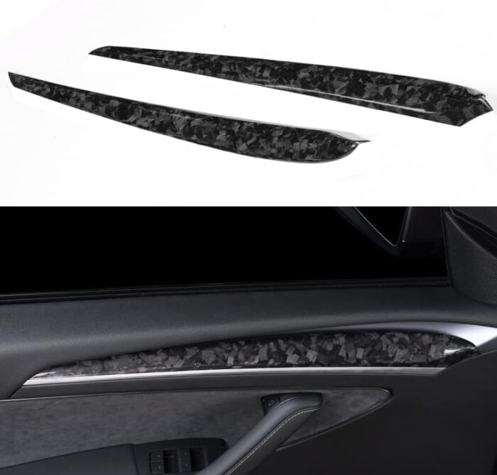 JSWAN Dry Carbon Fiber Front Door Inner Armrest Panel Cover Trim Interior Decoration Accessories for Tesla Model 3 Model Y (2021-2023)