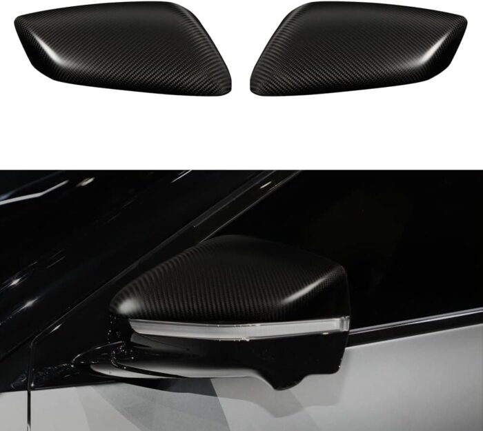 JSWAN Real Carbon Fiber Side Door Rearview Mirror Guard Cover for KIA EV6 (2021-2024) Rearview Mirror Cap Reverse Mirror Decor Shell Cover, EV6 Exterior Accessories (Bright Black)