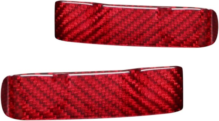 JSWAN Real Carbon Fiber Safety Belt Buckle Decoration Sticker Patch Shell for Tesla Model 3 Model Y Car Interior Dash Covers Interior (Bright Red 2 pcs)