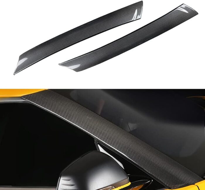 JSWAN Real Carbon Fiber Front Windshield A-Pillar Decoration Panel Cover for GR Supra A90 2019-2023 Car Decoration Stickers