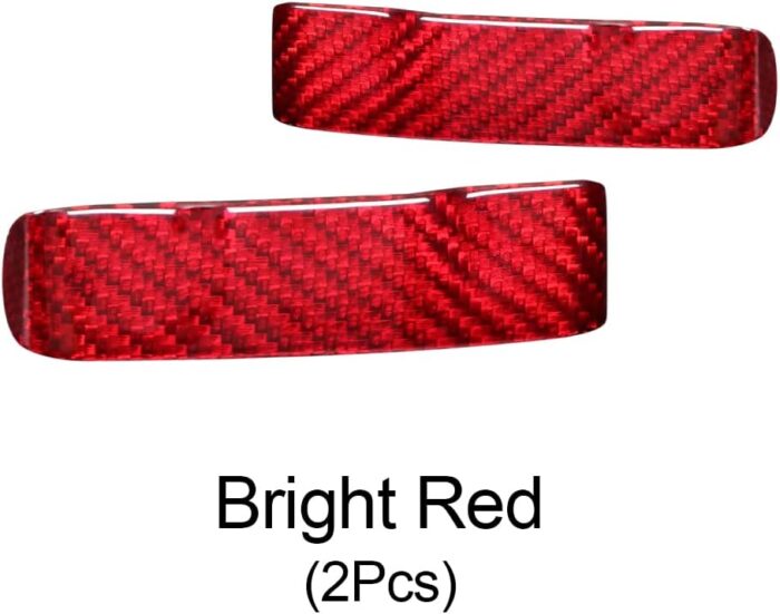 JSWAN Real Carbon Fiber Safety Belt Buckle Decoration Sticker Patch Shell for Tesla Model 3 Model Y Car Interior Dash Covers Interior (Bright Red 2 pcs)