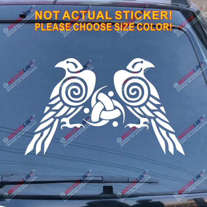 Huginn And Muninn Twin Ravens Celtic Knot Decal Sticker Car Vinyl Norse Odin a