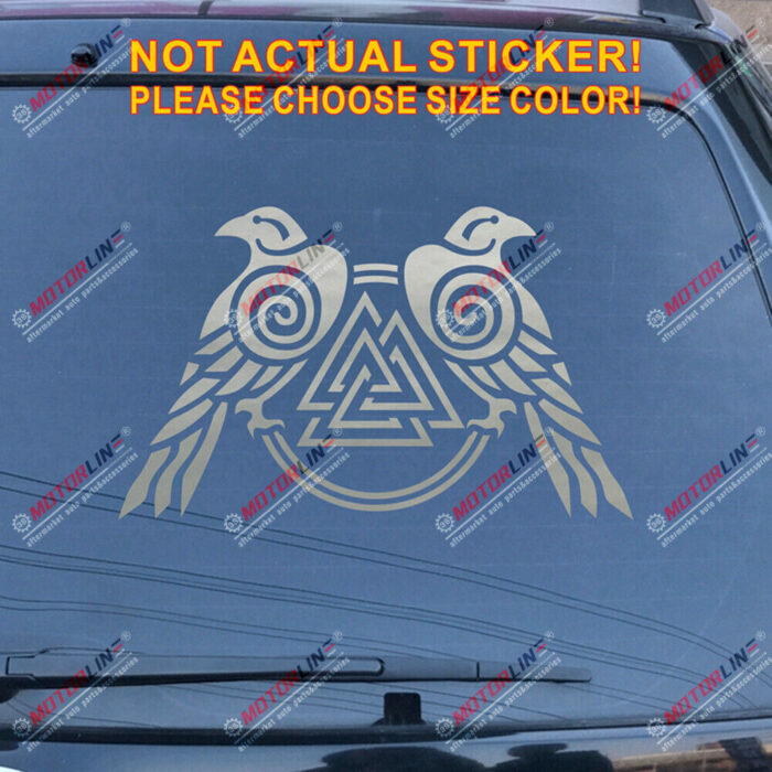 Huginn And Muninn Twin Ravens Valknut Decal Sticker Car Vinyl Norse Odin c