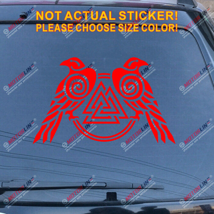 Huginn And Muninn Twin Ravens Valknut Decal Sticker Car Vinyl Norse Odin c