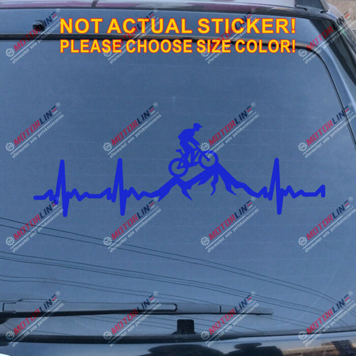 Cycling Funny Bike Bicycle Decal Sticker Vinyl Heart Beat Mountain Racing Rider