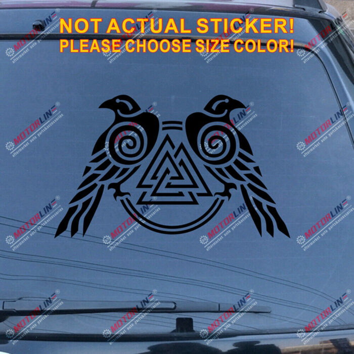 Huginn And Muninn Twin Ravens Valknut Decal Sticker Car Vinyl Norse Odin c