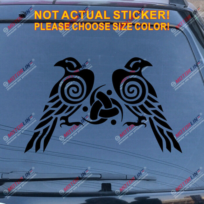 Huginn And Muninn Twin Ravens Celtic Knot Decal Sticker Car Vinyl Norse Odin a