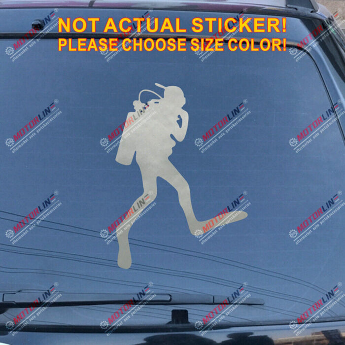 Scuba Diver Diving Decal Sticker Car Vinyl pick size color die cut no bkgrd e