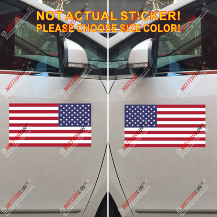 Pair USA American Flag Decal Sticker Car Vinyl reflective glossy reversed