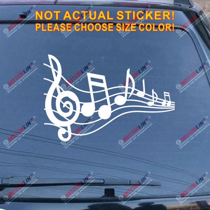 Music Note Notation Sign Decal Sticker Car Vinyl pick size color no bkgrd a