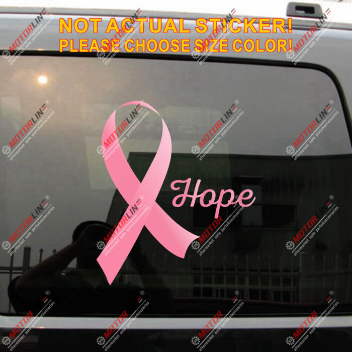 Pink Ribbon Hope for Breast Cancer Decal Sticker Vinyl reflective glossy