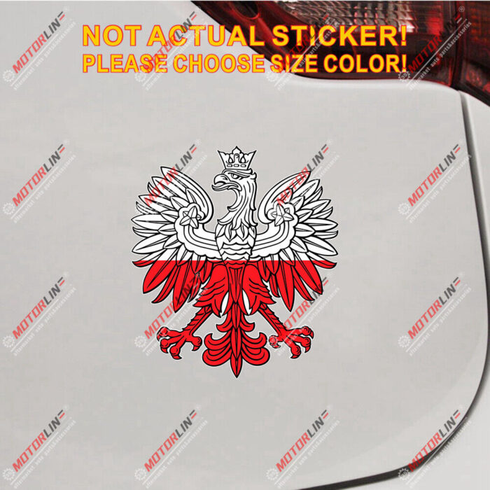 Poland Polish Eagle Decal Sticker Polska Polski White Red Reflective Glossy