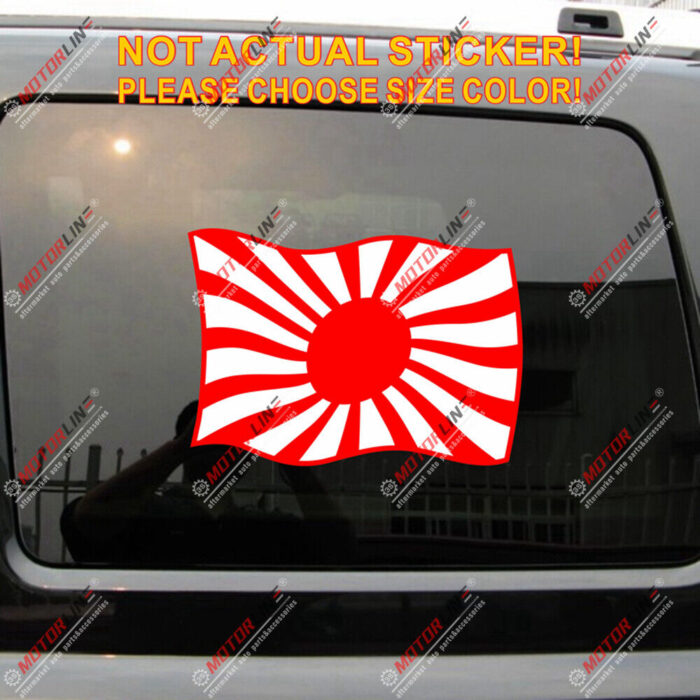 Japanese Rising Sun Flag waving Decal Sticker Car Vinyl reflective glossy