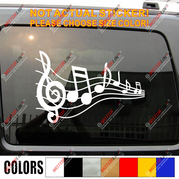 Music Note Notation Sign Decal Sticker Car Vinyl pick size color no bkgrd a