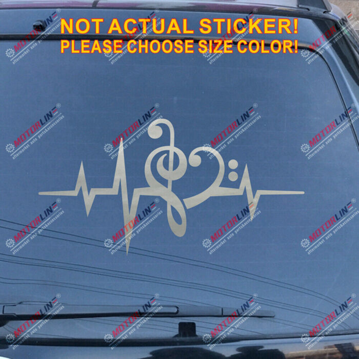 Music Note Heart Beat Love Clef Decal Sticker Car Vinyl pick size color