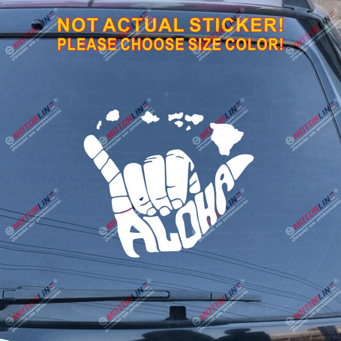 Aloha Shaka Hand Hang Loose Hawaii Map Decal Sticker Car Vinyl no bkgrd