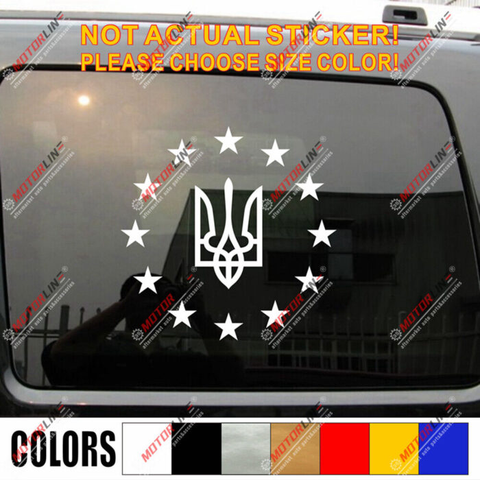 Ukraine Flag Tryzub EU Decal Sticker Ukrainian Car Vinyl pick size no bkgrd