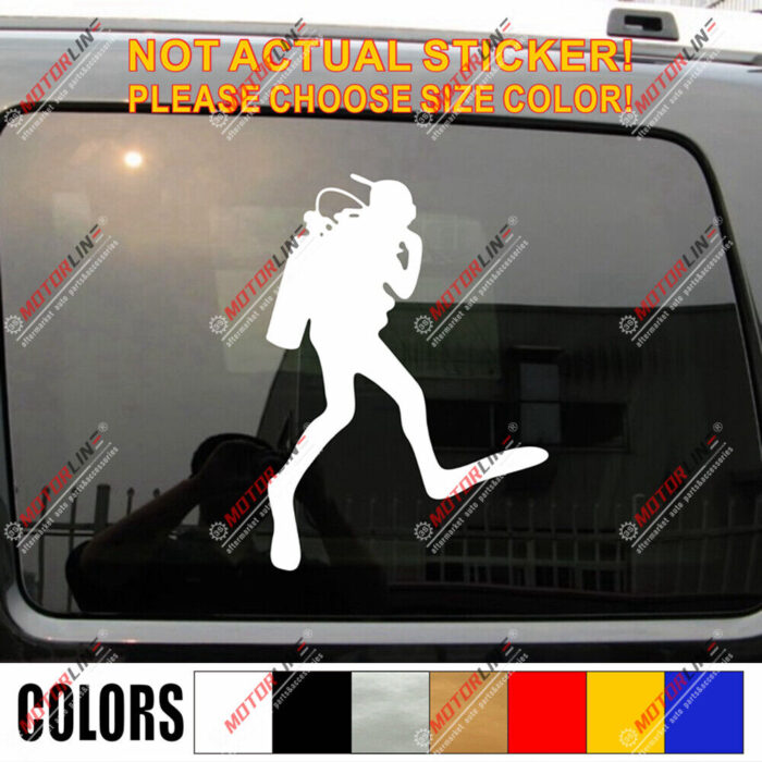 Scuba Diver Diving Decal Sticker Car Vinyl pick size color die cut no bkgrd e