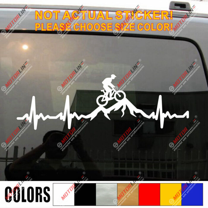 Cycling Funny Bike Bicycle Decal Sticker Vinyl Heart Beat Mountain Racing Rider