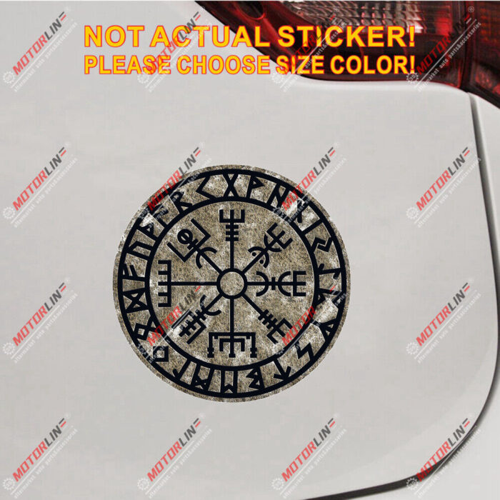 Helm Of Awe Decal Sticker Vegvisir Viking Compass Rune reflective glossy style c