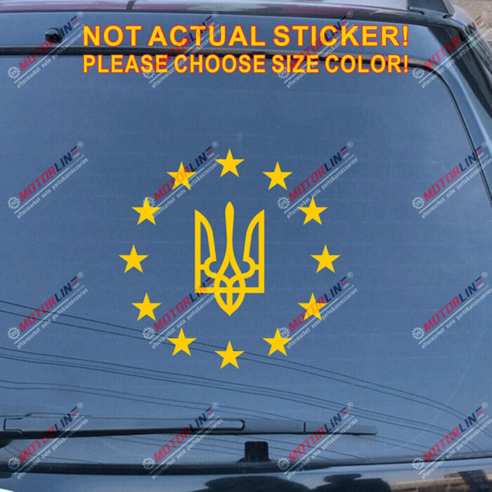 Ukraine Flag Tryzub EU Decal Sticker Ukrainian Car Vinyl pick size no bkgrd