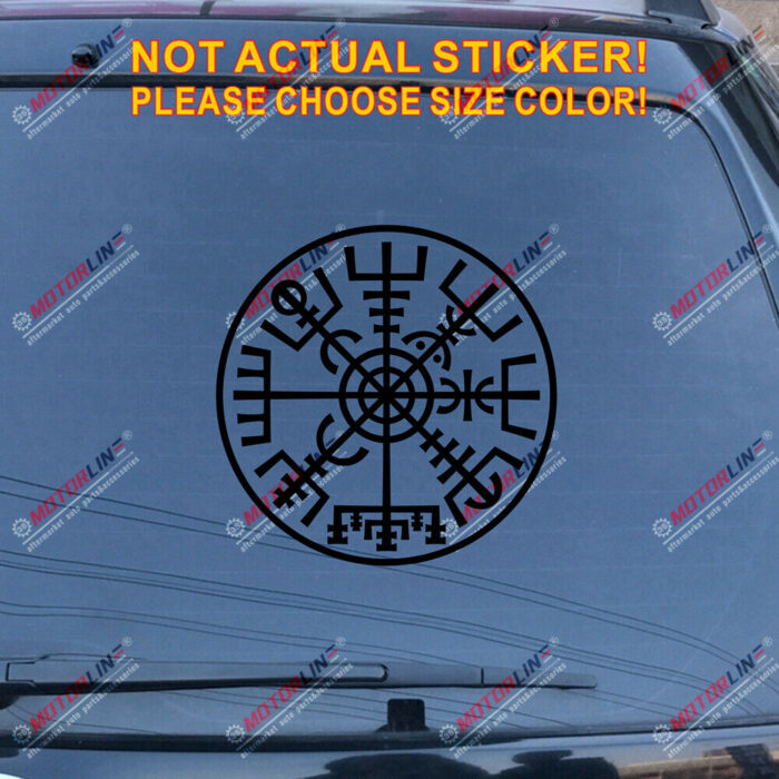 Vegvisir Viking Runic Compass Decal Vinyl Sticker Viking Odin Round style f