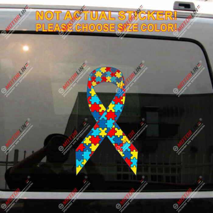 Autism Awareness Ribbon Jigsaw Decal Sticker Vinyl b reflective glossy pick size