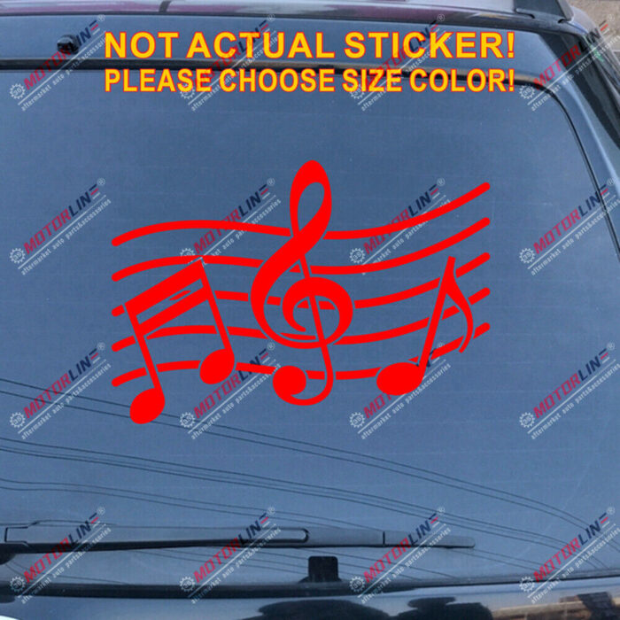 Music Note Notation Sign Decal Sticker Car Vinyl pick size color no bkgrd b