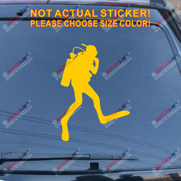 Scuba Diver Diving Decal Sticker Car Vinyl pick size color die cut no bkgrd e